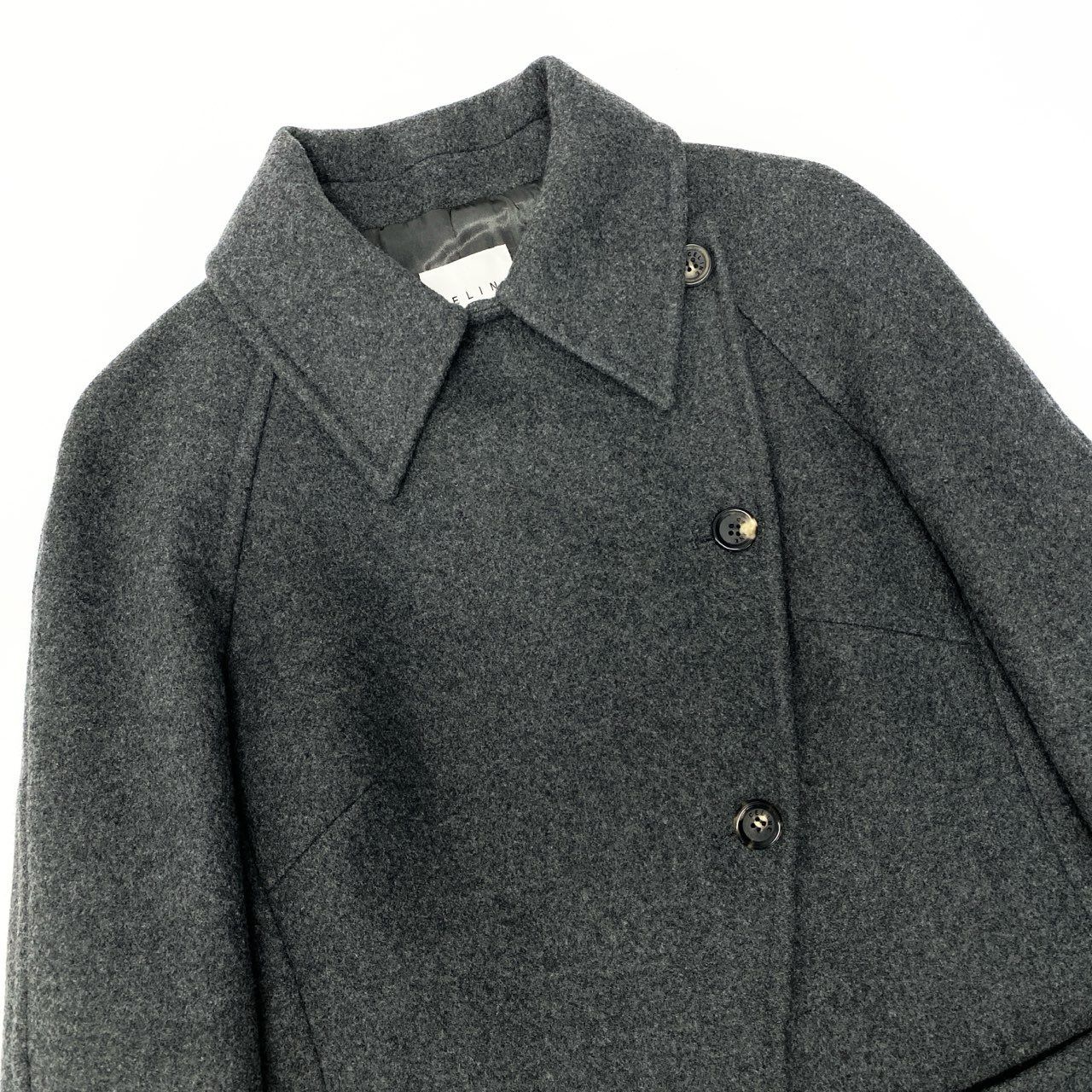 47b4 【美品】 Vintage CELINE セリーヌ ステンカラーコート ウール