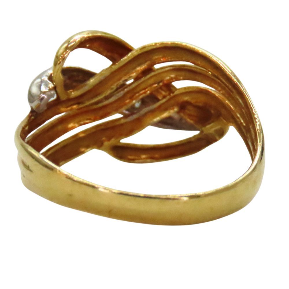 中古】K18 リング ノーブランド コンビリング メレダイヤ0.02ct 約13.5