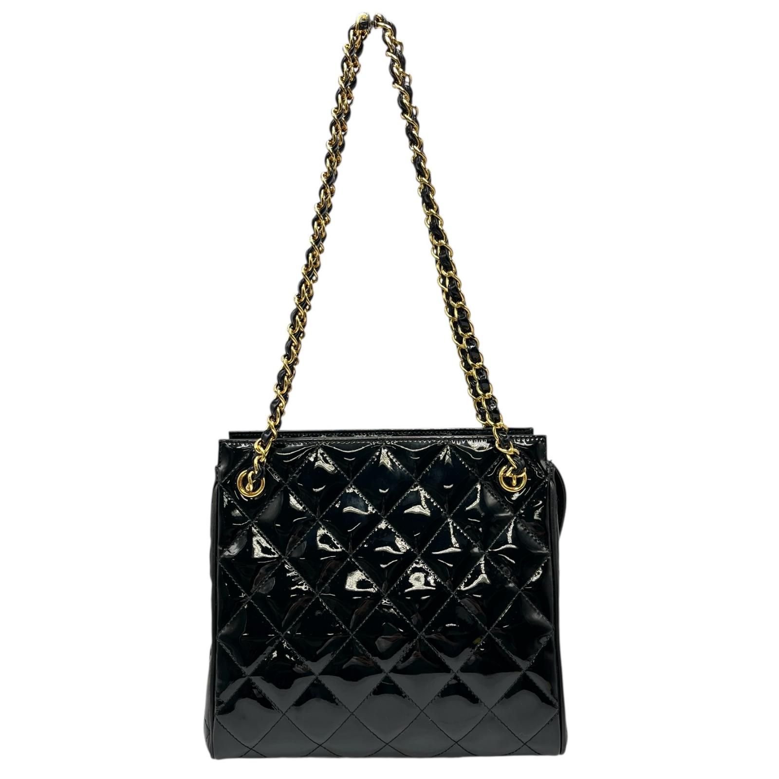 シャネル CHANEL ハンドバッグ マトラッセ エナメル ダブルチェーン