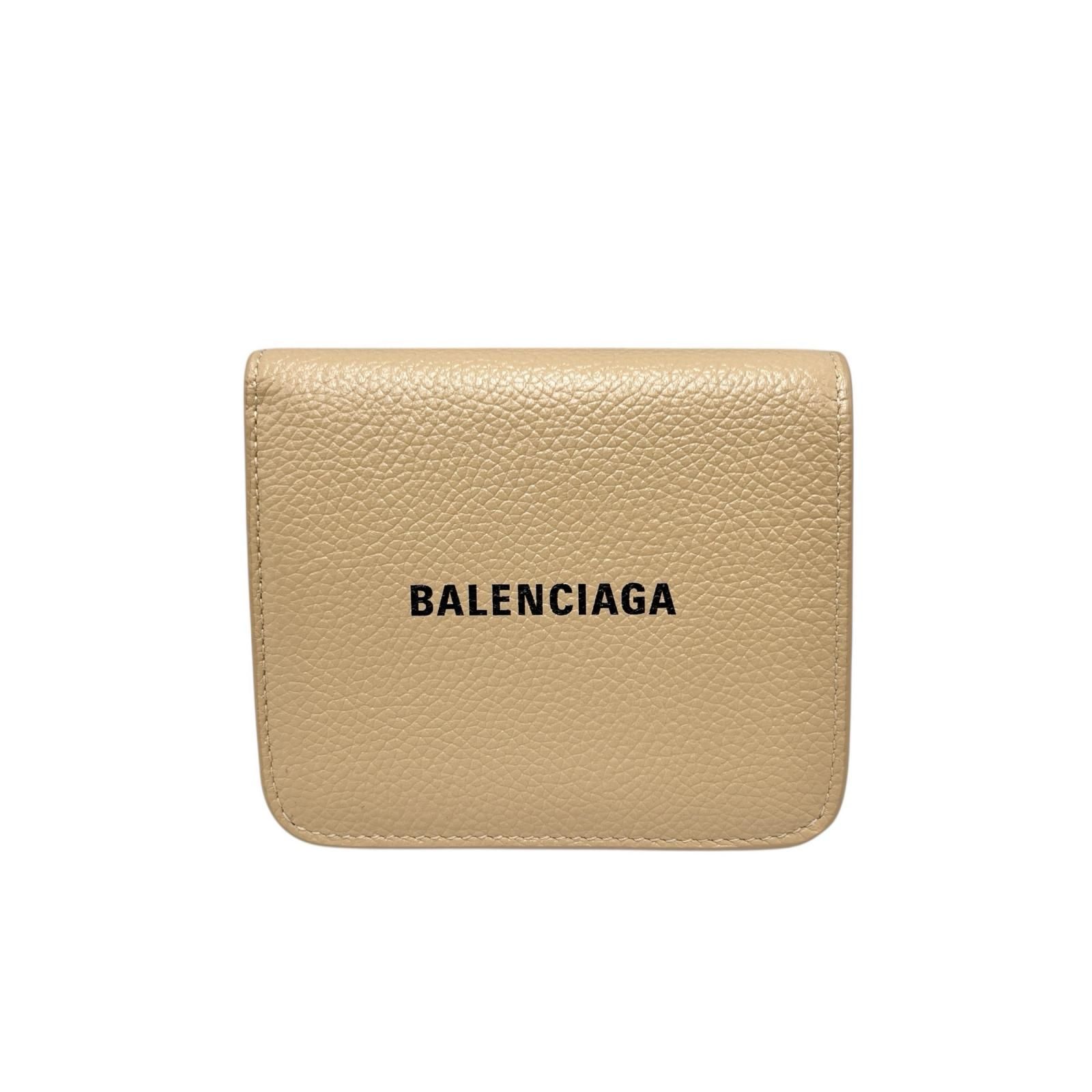 【りこ】BALENCIAGA ベージュ 二つ折り財布 バレンシアガ BALENCIAGA 二つ折り財布 コンパクトウォレット レザー