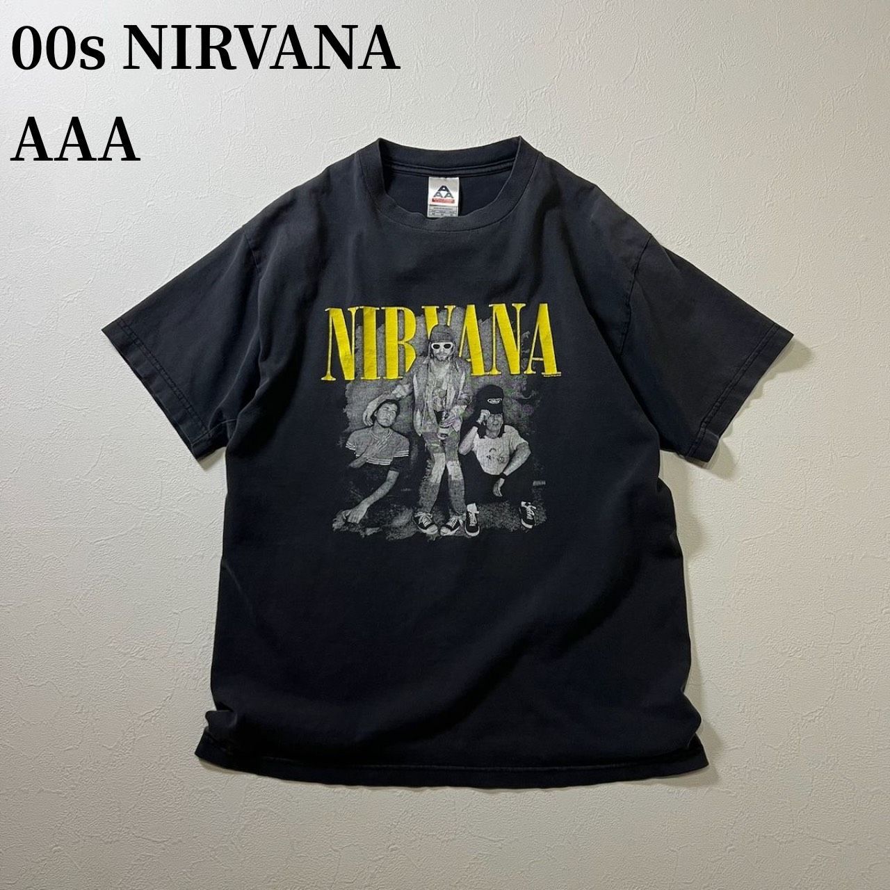 00s NIRVANA フェード バンド Tシャツ ニルヴァーナ ブラック M 古着 