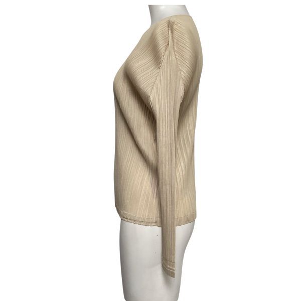 PLEATS PLEASE プリーツプリーズ 長袖 カットソー ベージュ 4 ◇ プリーツプリーズ PLEATS PLEASE カットソー プリーツ 長袖 クルー