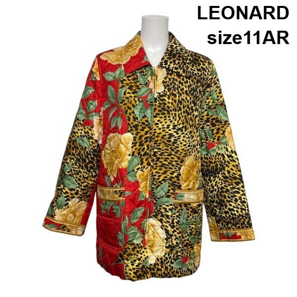 ◇ レオナール LEONARD ハーフコート キルティングジャケット 長袖 花