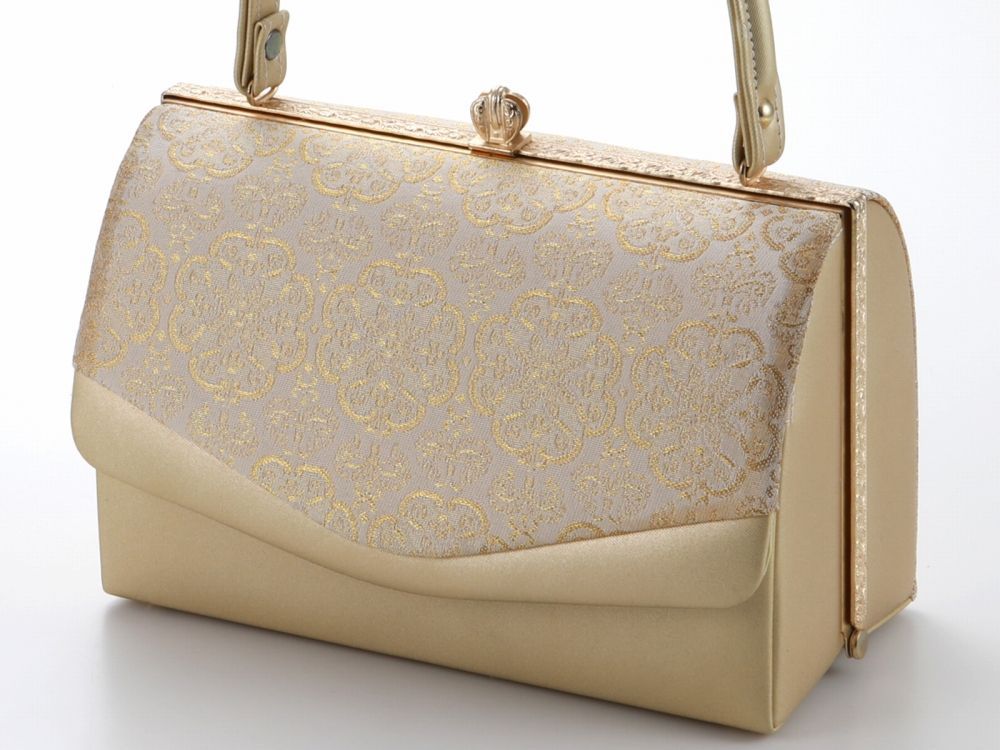 訳あり 礼装用 帯地 きものバッグ 和装バッグ ハンドバッグ ゴールド