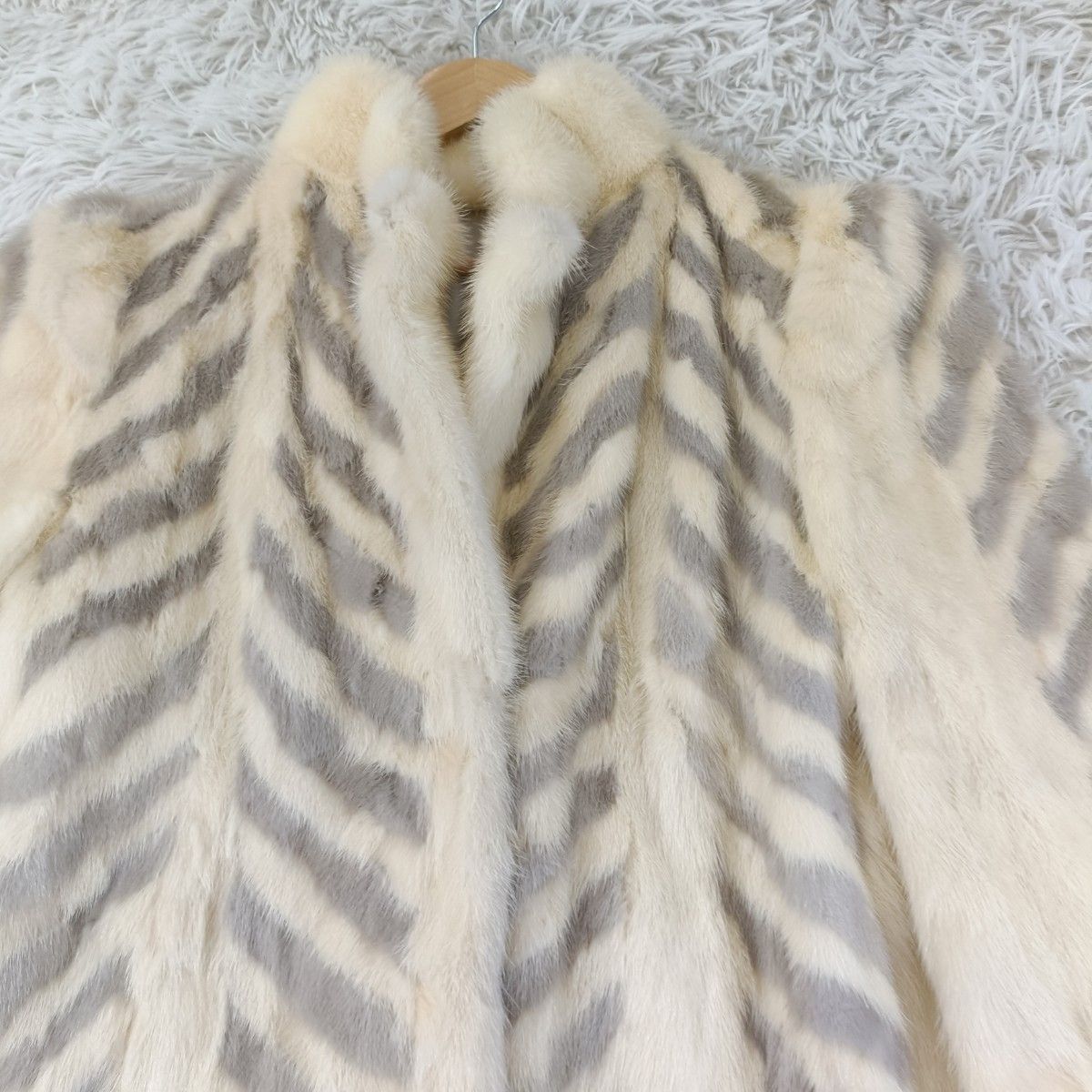 ホワイトミンク デザイン ファーコート ミンクコート リアルファー