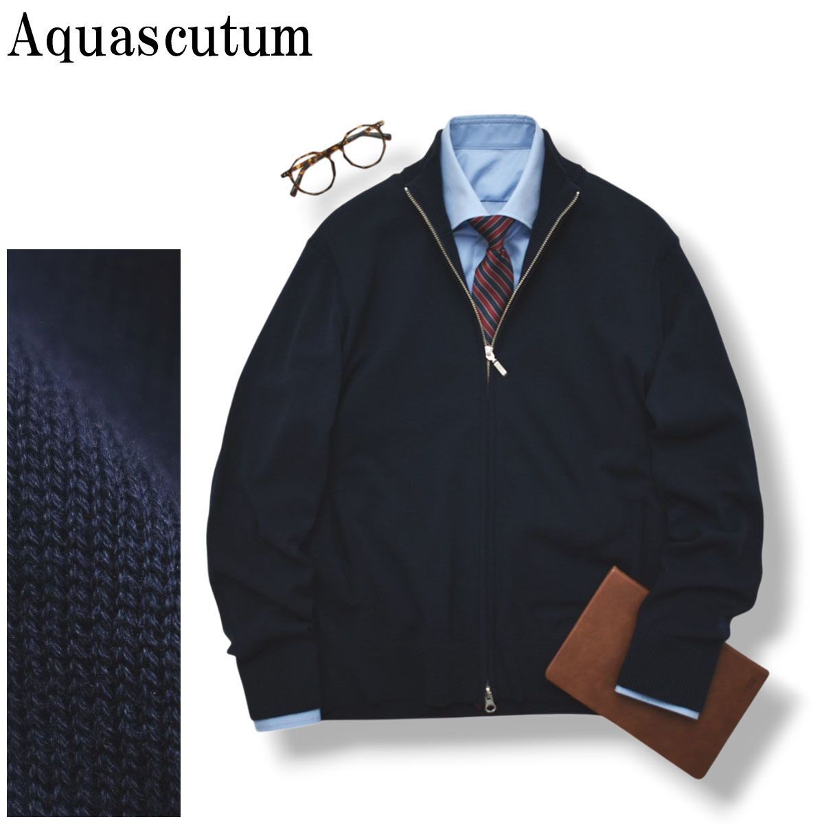 美品】 アクアスキュータム Aquascutum ダブルジップアップ コットン 