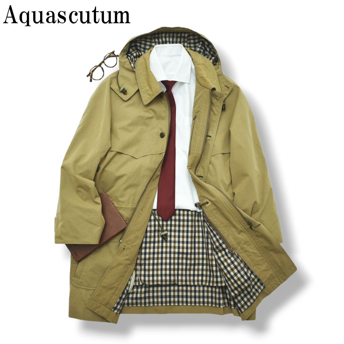 アクアスキュータム Aquascutum 裏クラブチェック ダウンライナー付き
