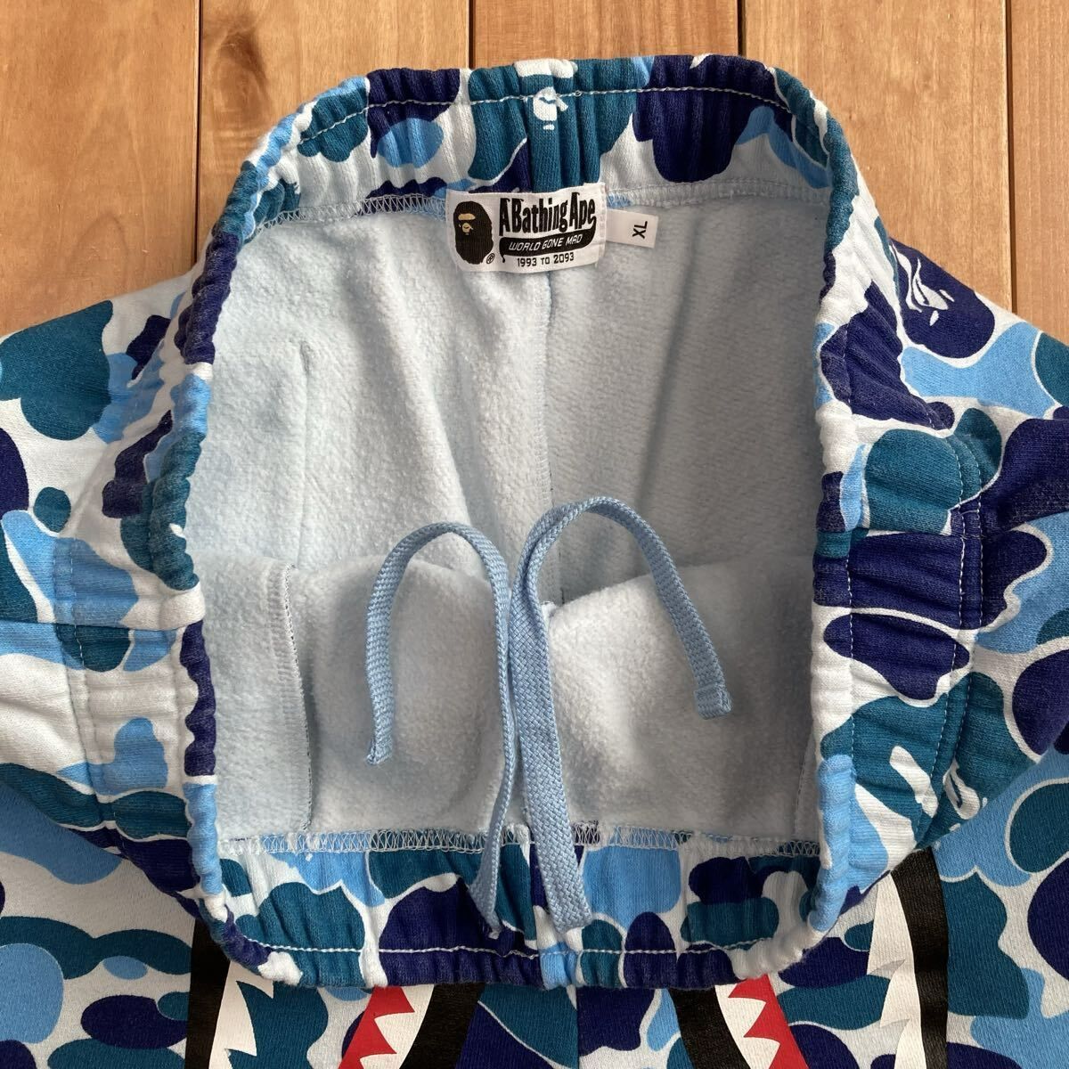 ☆XL☆ ABC camo Blue シャーク スウェットハーフパンツ a bathing ape