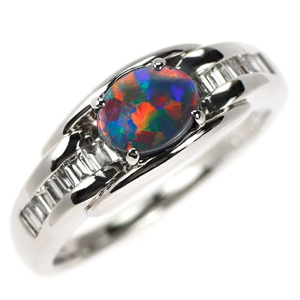 希少 Pt900 上質ブラックオパール ダイヤモンド リング 0.41ct D0