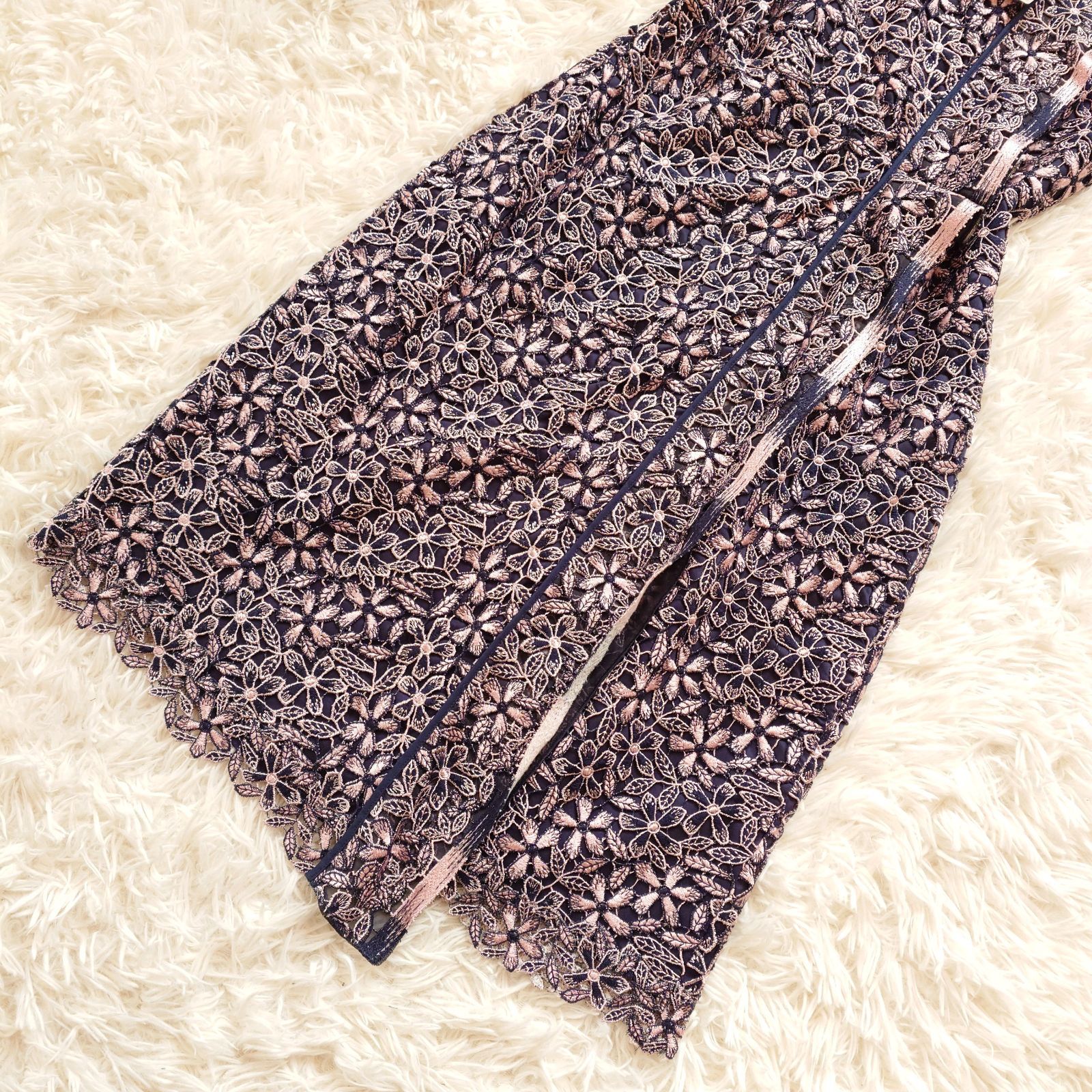 新品 エポカ EPOCA 総レース 花柄 刺繍 膝丈 ワンピース ドレス