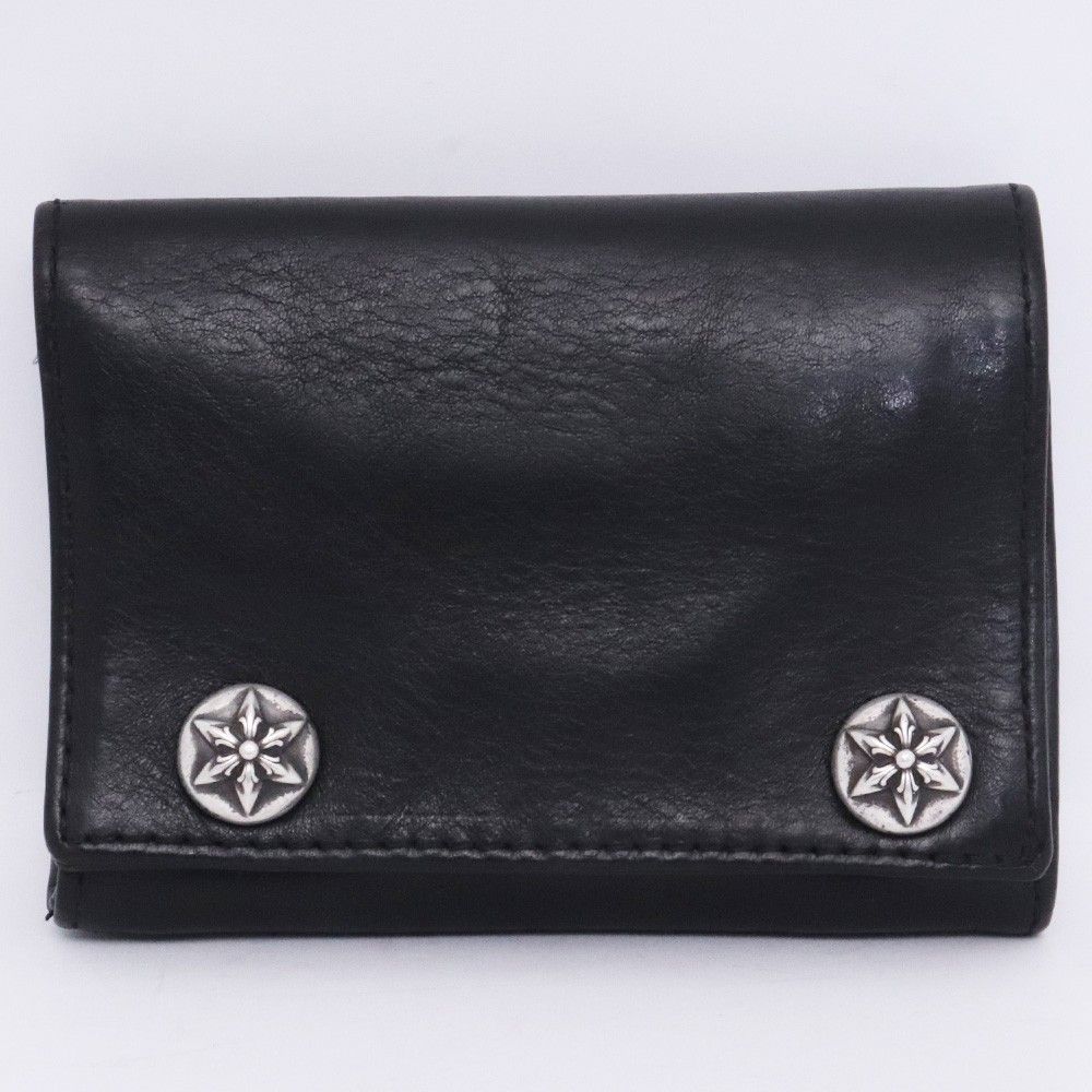 CHROME HEARTS 3フォールド ウォレット スターボタン ブラック ヘビー