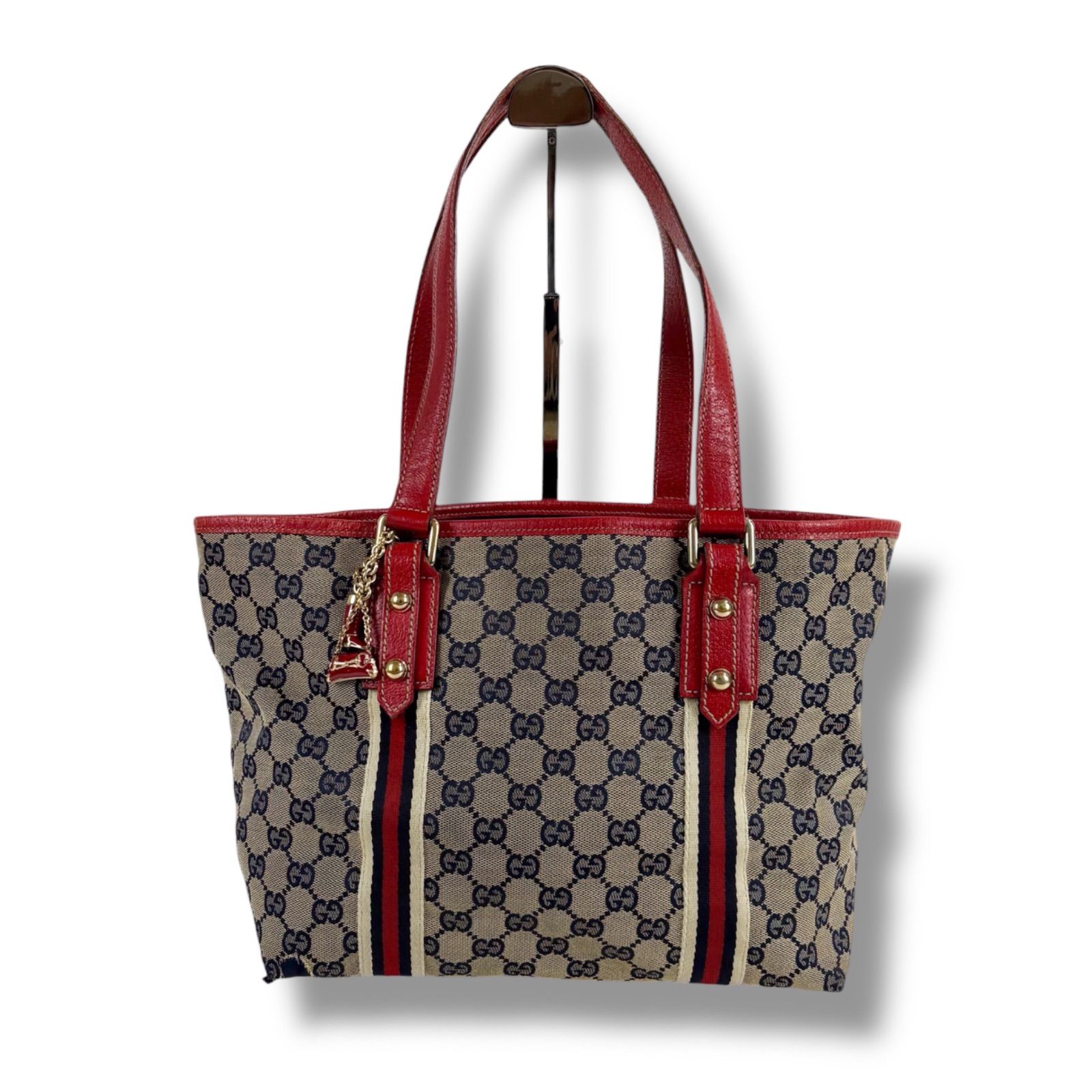 グッチ GUCCI チャーム付き ミニトートバッグ シェリーライン GG