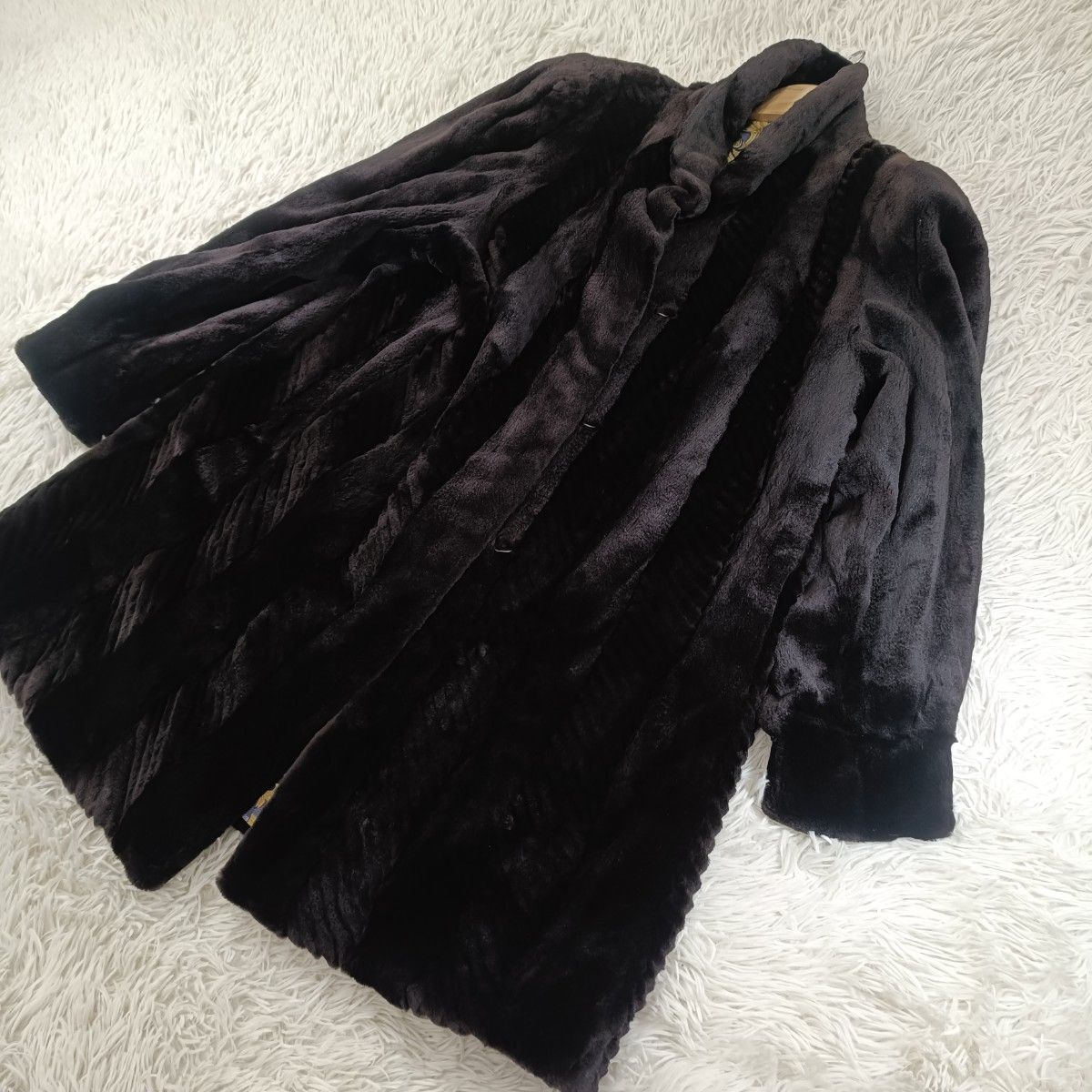 着丈86cm シェアードミンク ファーコート 裏地総柄 ミンクコート