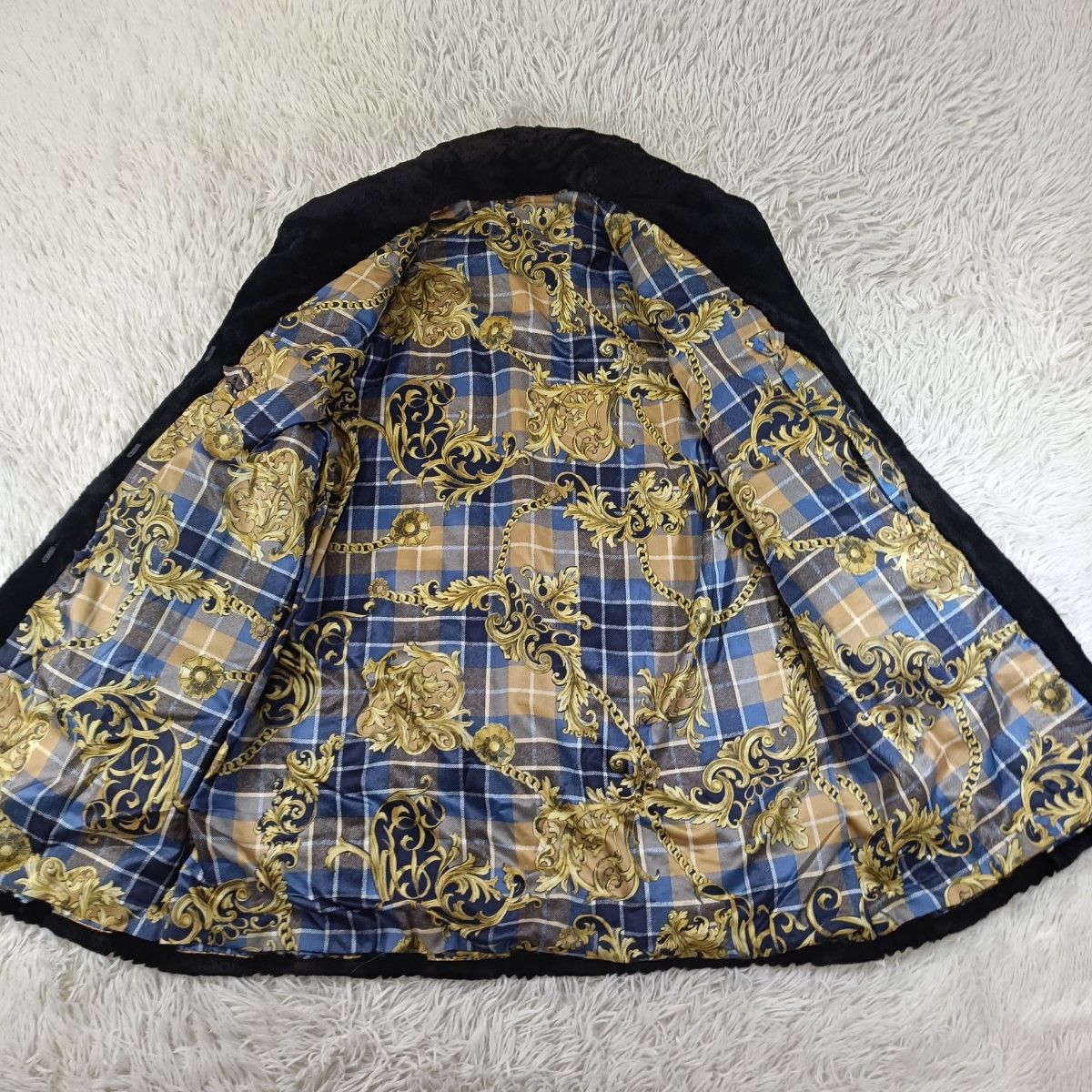 着丈86cm シェアードミンク ファーコート 裏地総柄 ミンクコート