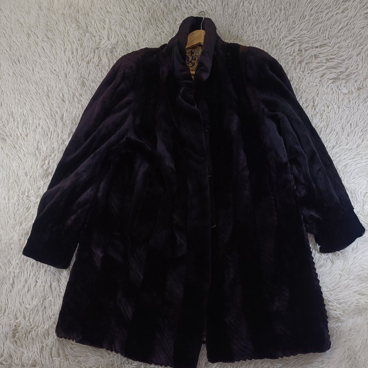 着丈86cm シェアードミンク ファーコート 裏地総柄 ミンクコート