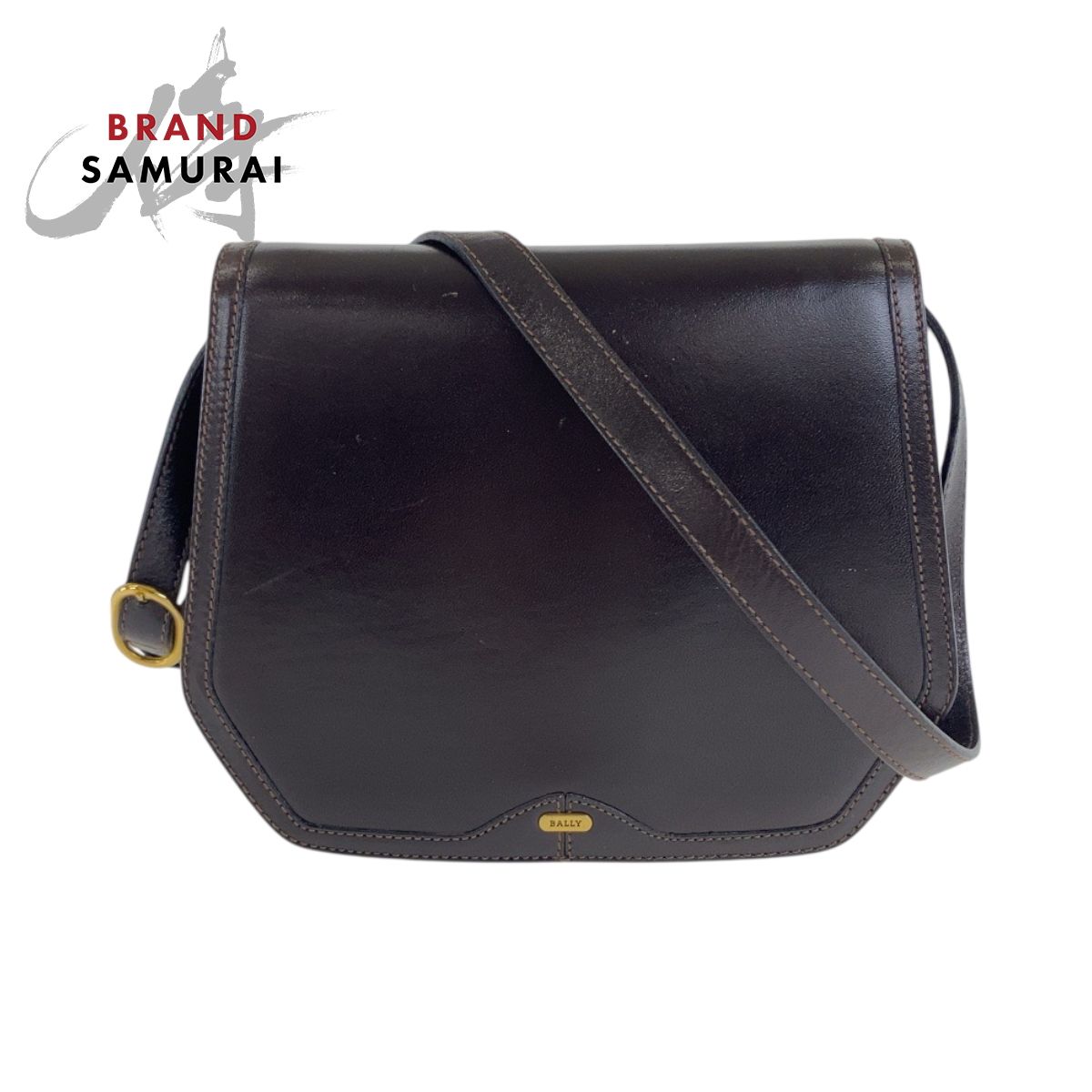 美品 BALLY バリー ブラウン ゴールド金具 レザー ショルダーバッグ
