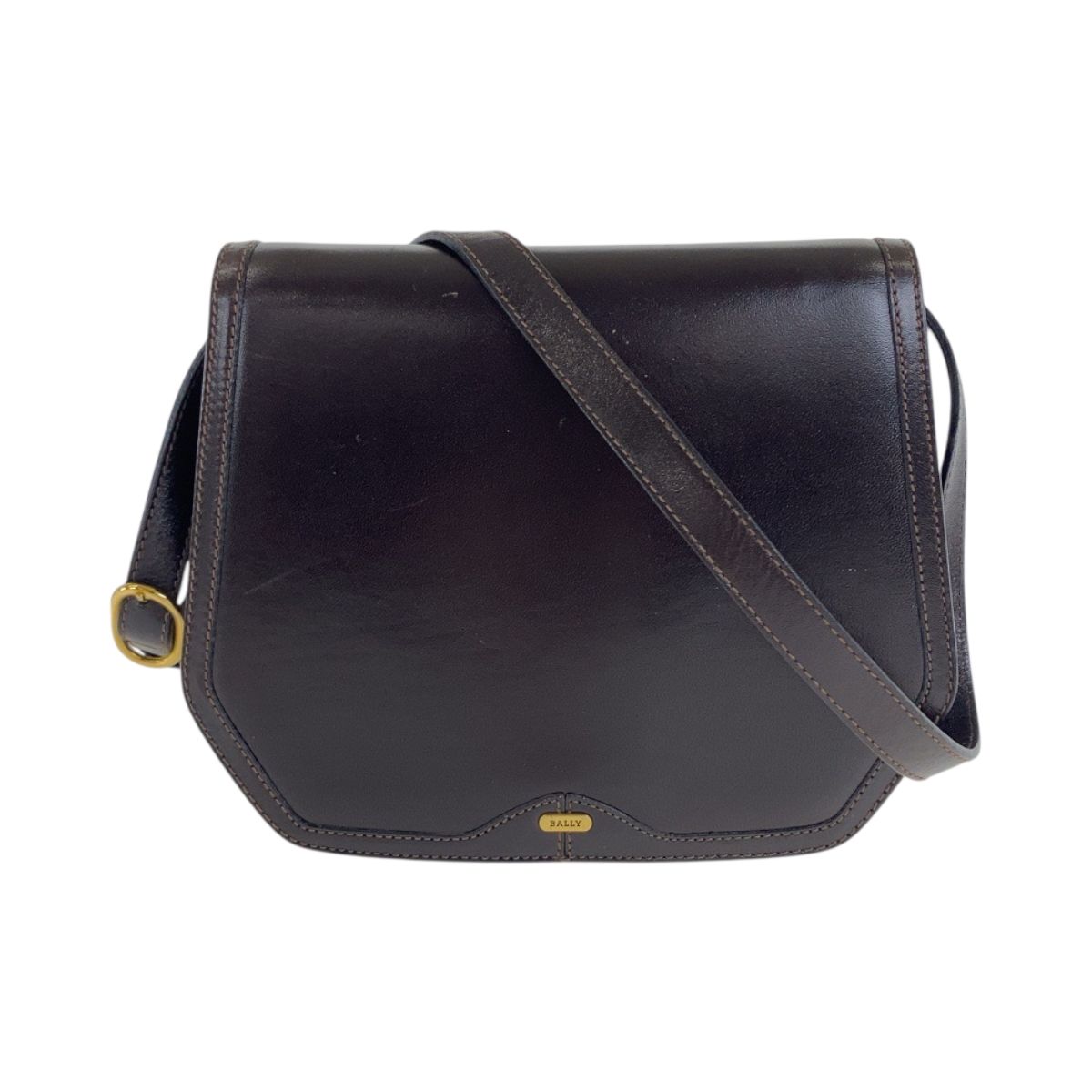 美品 BALLY バリー ブラウン ゴールド金具 レザー ショルダーバッグ