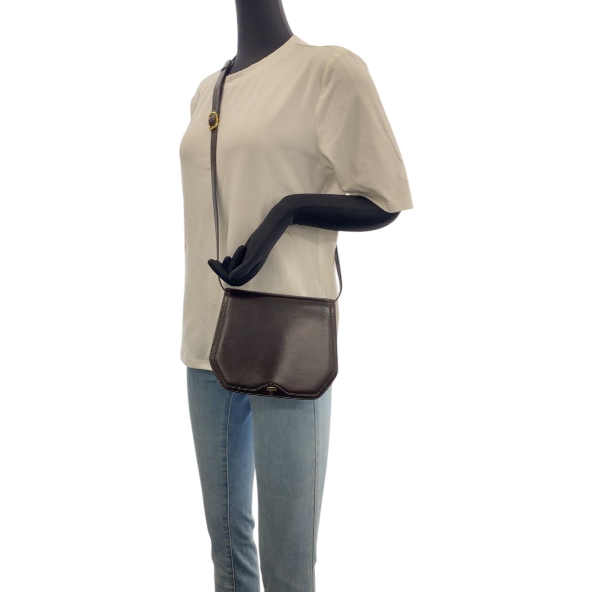 美品 BALLY バリー ブラウン ゴールド金具 レザー ショルダーバッグ