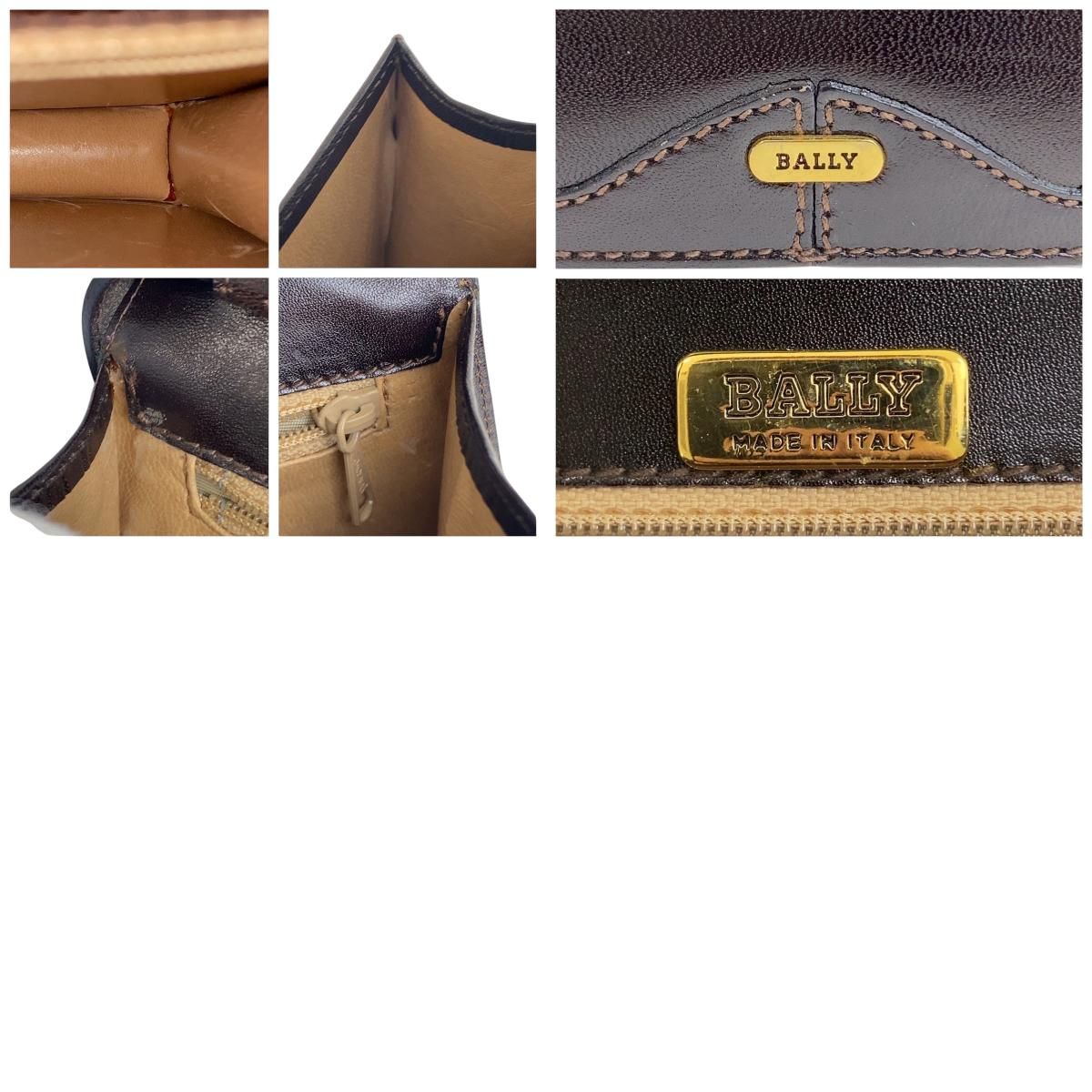 美品 BALLY バリー ブラウン ゴールド金具 レザー ショルダーバッグ