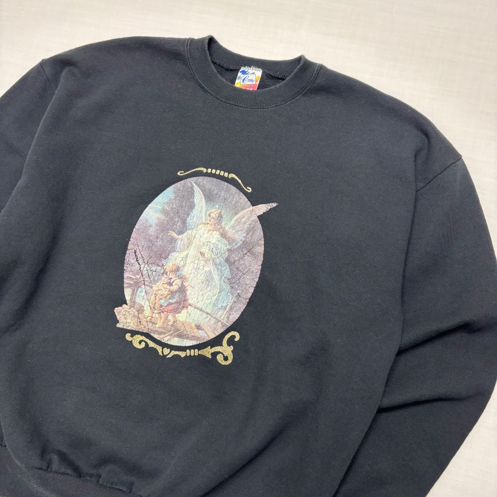 90s USA製 天使 エンジェル スウェット XL 黒 JERZEES ジャージーズ