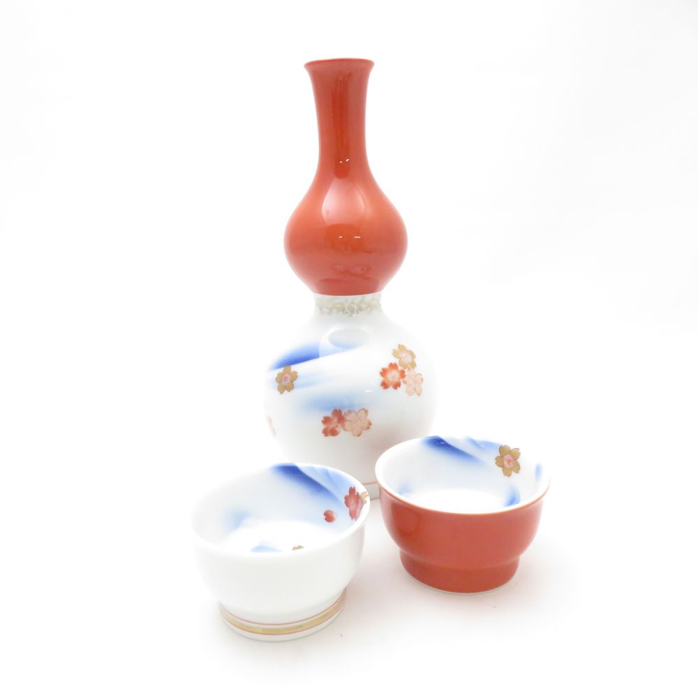 未使用 Fukagawa Seiji 深川製磁 花は桜 二人具酒器 3点 セット 徳利