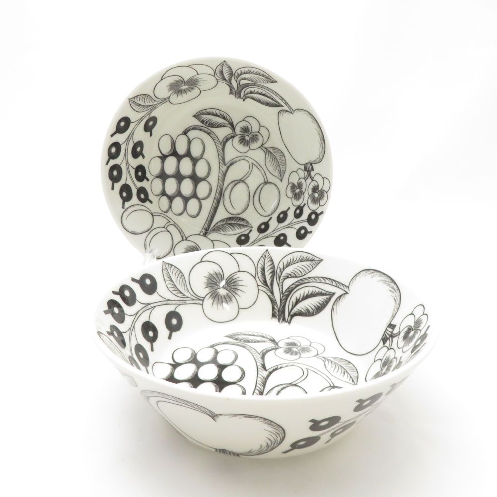 ARABIA アラビア パラティッシブラック ボウル 2点 ペア 16cmプレート