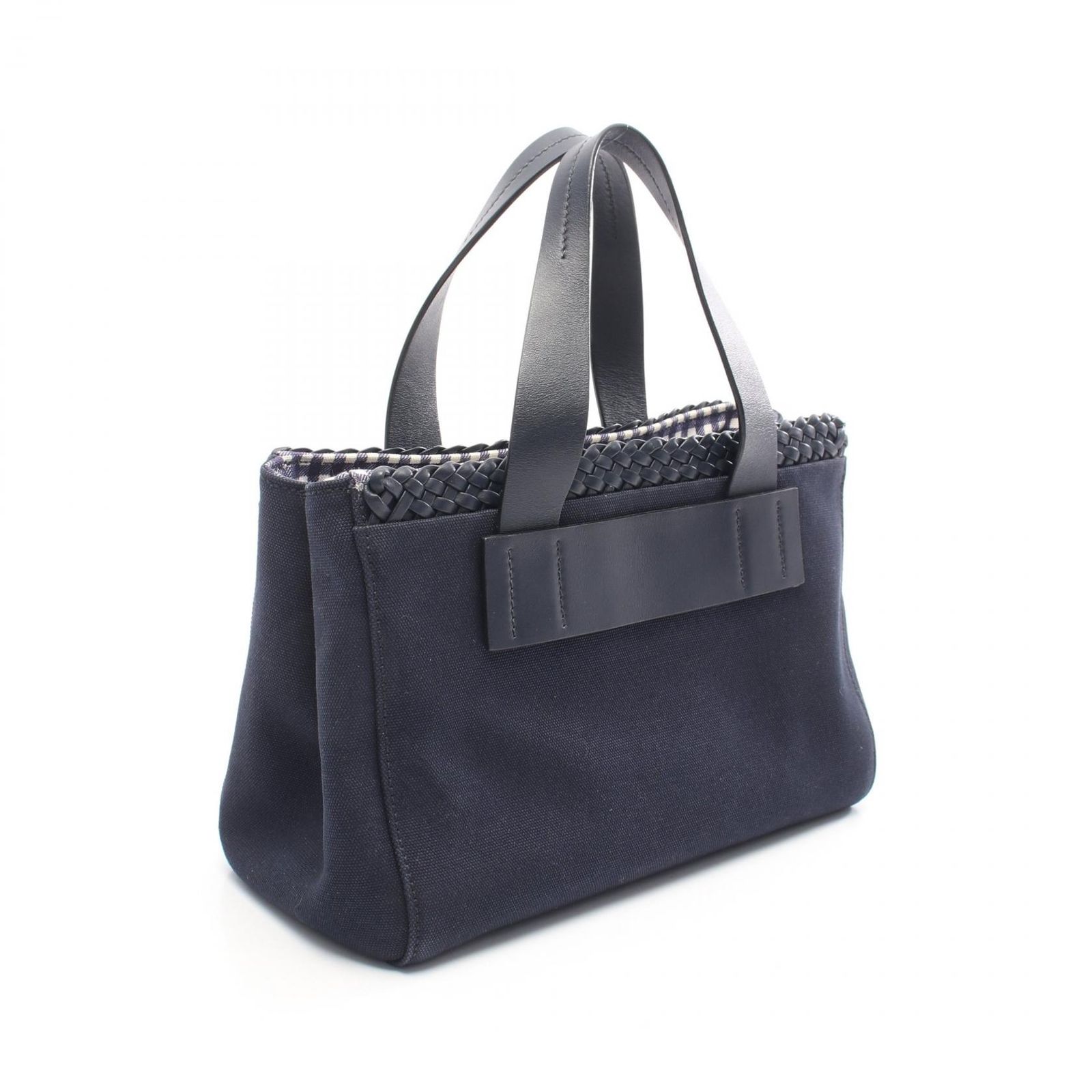 ミュウ ミュウ Miu Miu ハンドバッグ CANAPA カナパ 編み込み ネイビー