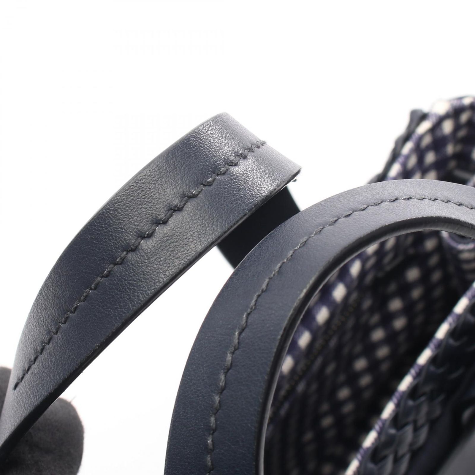 ミュウ ミュウ Miu Miu ハンドバッグ CANAPA カナパ 編み込み ネイビー