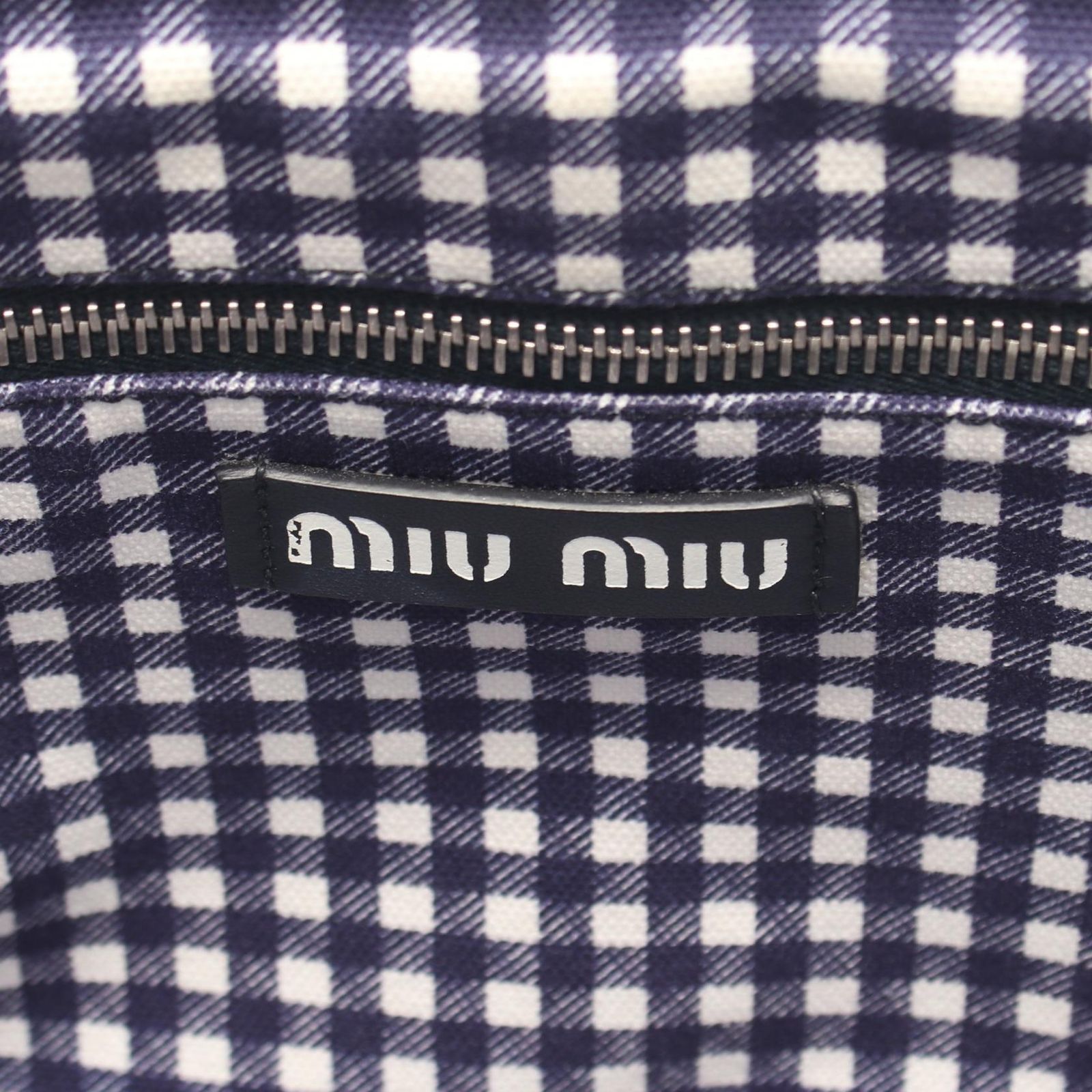 ミュウ ミュウ Miu Miu ハンドバッグ CANAPA カナパ 編み込み ネイビー