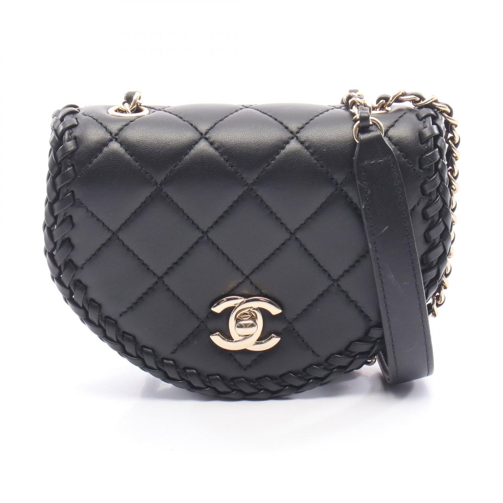 シャネル CHANEL ショルダーバッグ マトラッセ ミニ ブラック レザー 