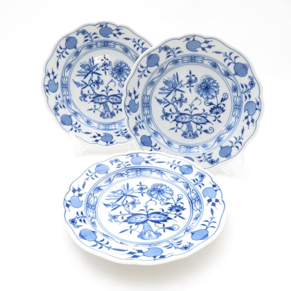 美品 MEISSEN マイセン ブルーオニオン 小皿 3枚 セット 14cmプレート