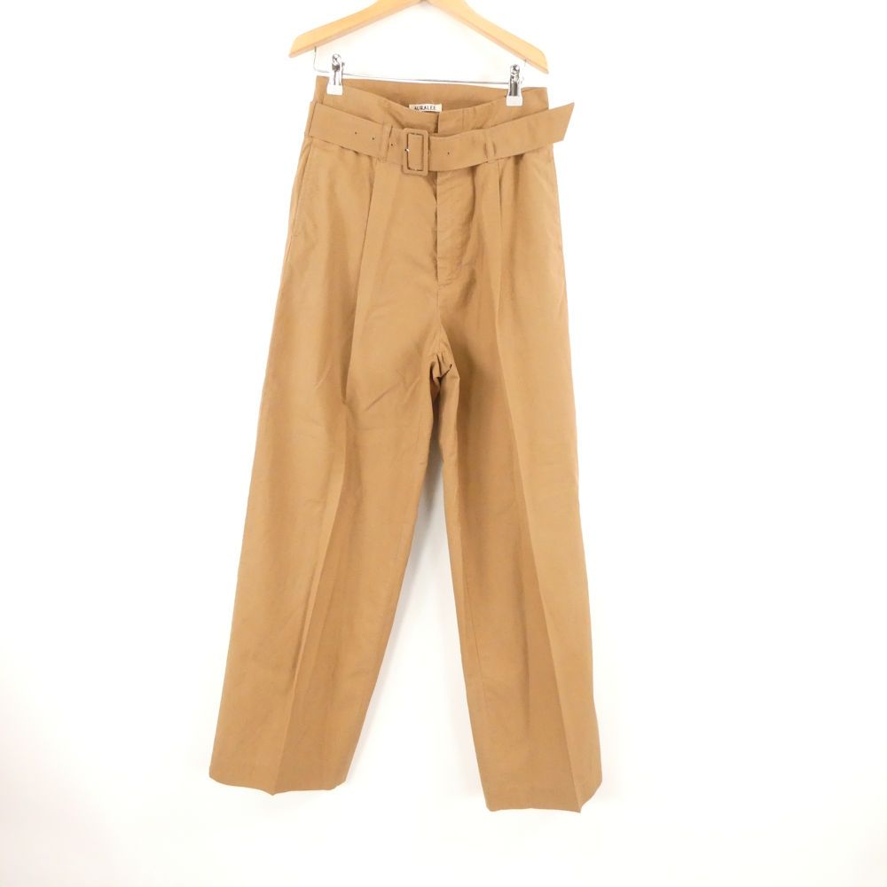 美品 AURALEE オーラリー A7SP06FR ベルテッドワイドパンツ 0 S相当