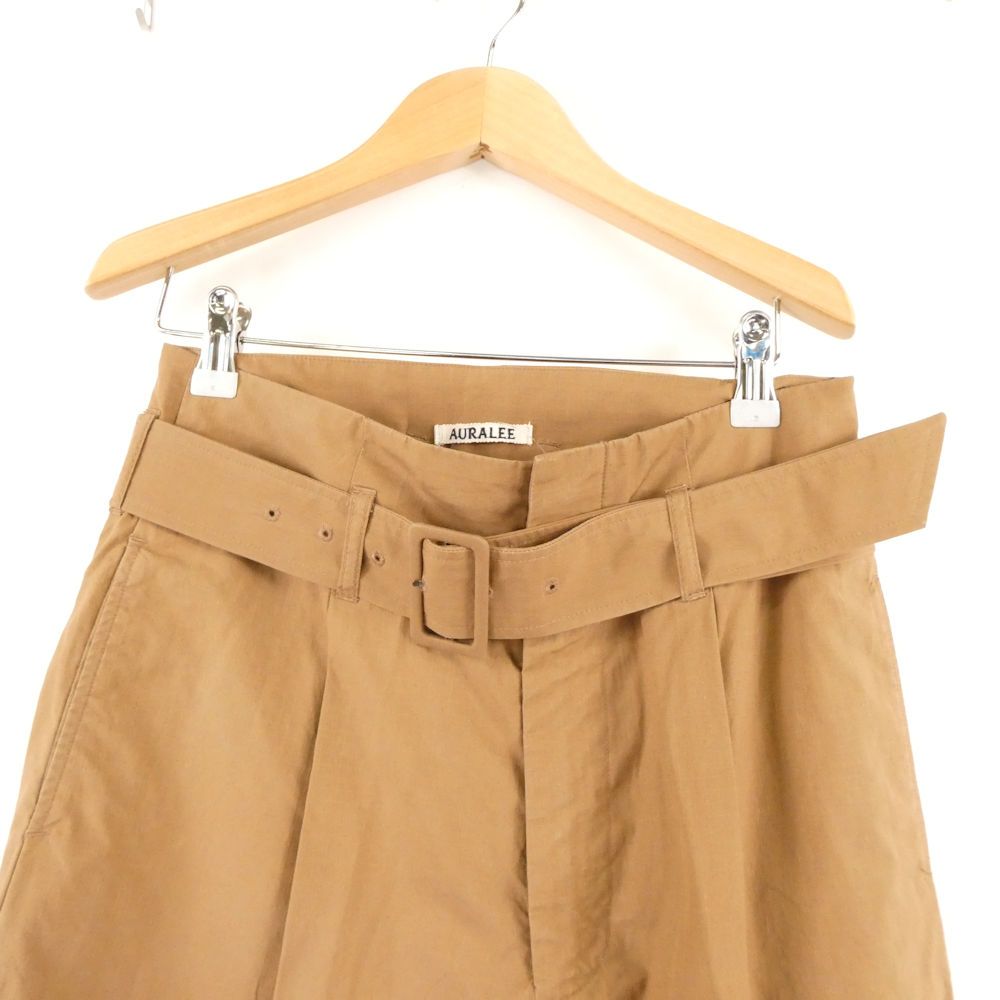 美品 AURALEE オーラリー A7SP06FR ベルテッドワイドパンツ 0 S相当