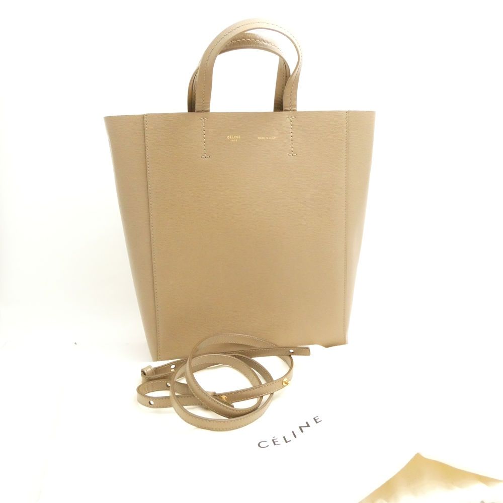 美品 CELINE セリーヌ バーティカル カバ トートバッグ レザー トープ 