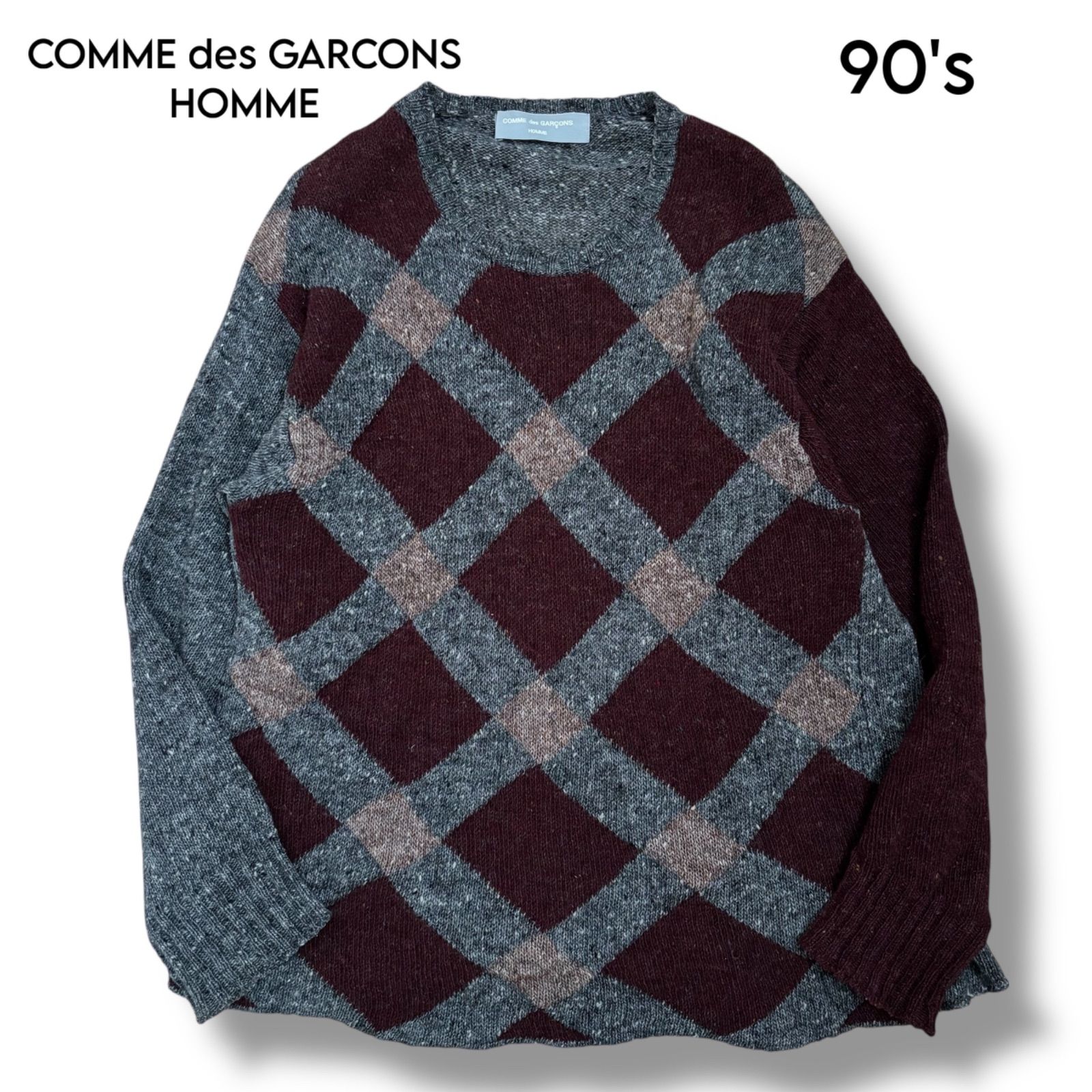 COMME des GARCONS HOMME】AD1997 田中オムごま塩 アーガイル柄 クルー