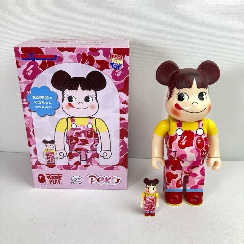 中古品】 BE＠RBRICK BAPE×ペコちゃん 100％＆400％ ベアブリック