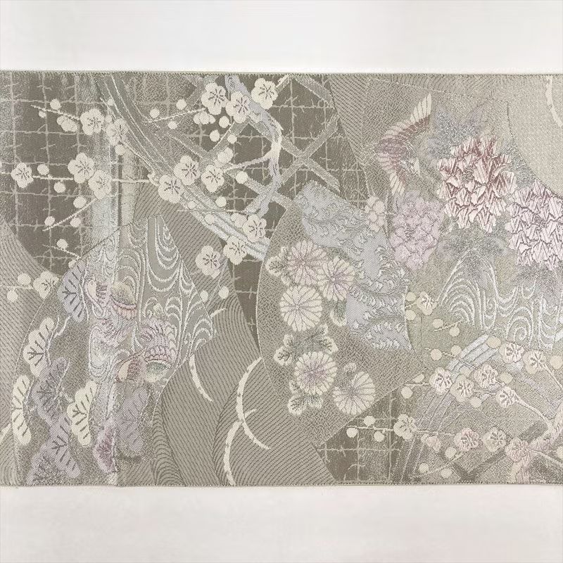 たんす屋 リユース帯 帯 （中古）袋帯 銀色 フォーマル 六通 引き箔