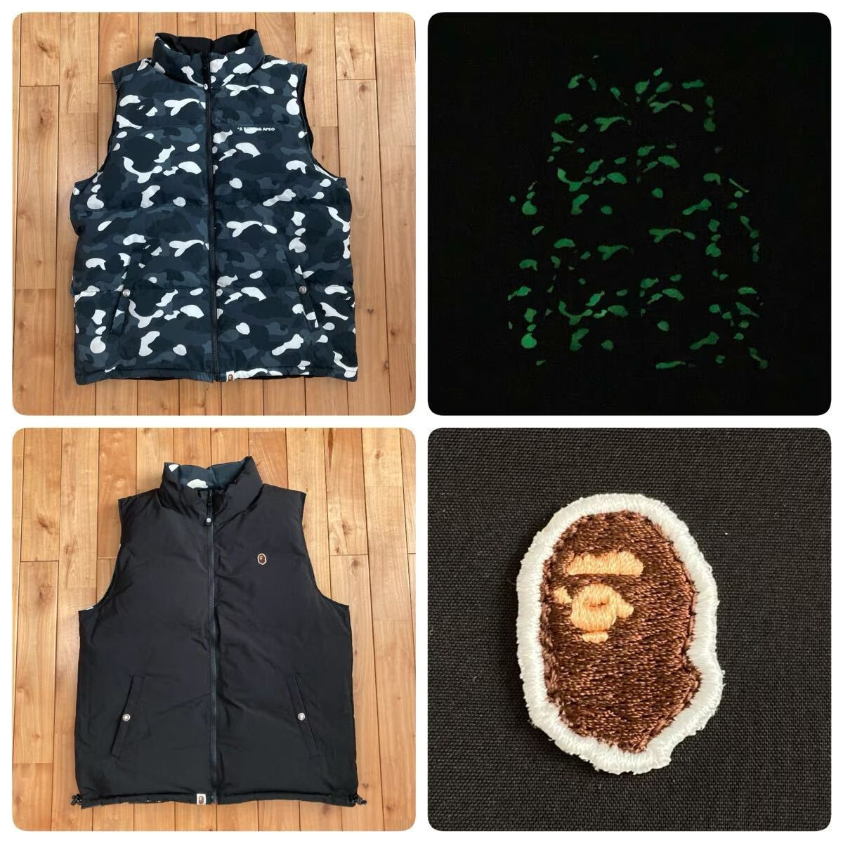 ☆蓄光☆ リバーシブル ダウンベスト Lサイズ a bathing ape BAPE CITY