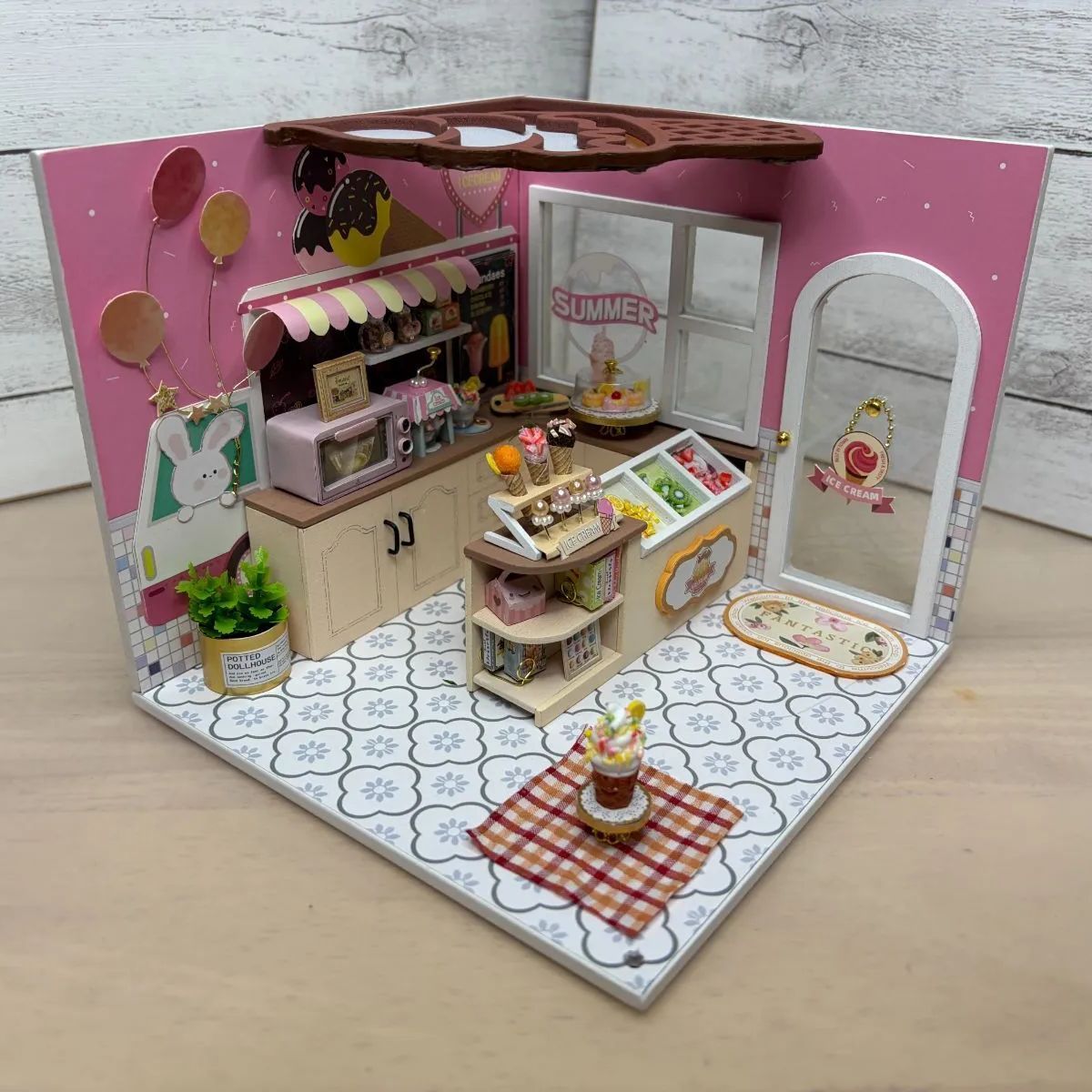 完成品・ミニチュアハウス・アイスクリームショップ・Ice cream Shop 