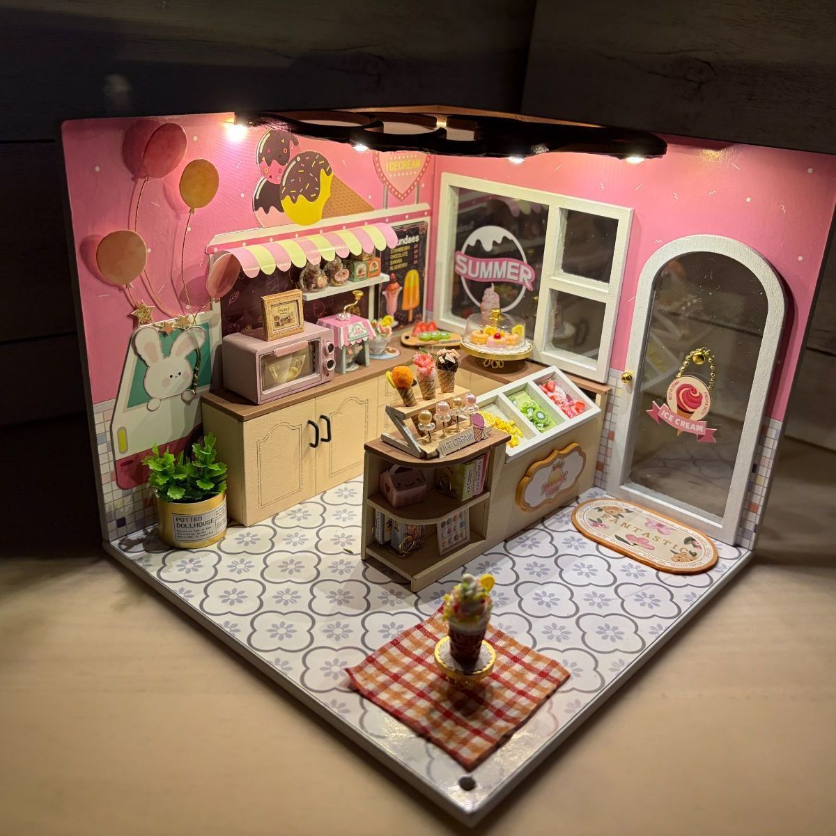 完成品・ミニチュアハウス・アイスクリームショップ・Ice cream Shop 