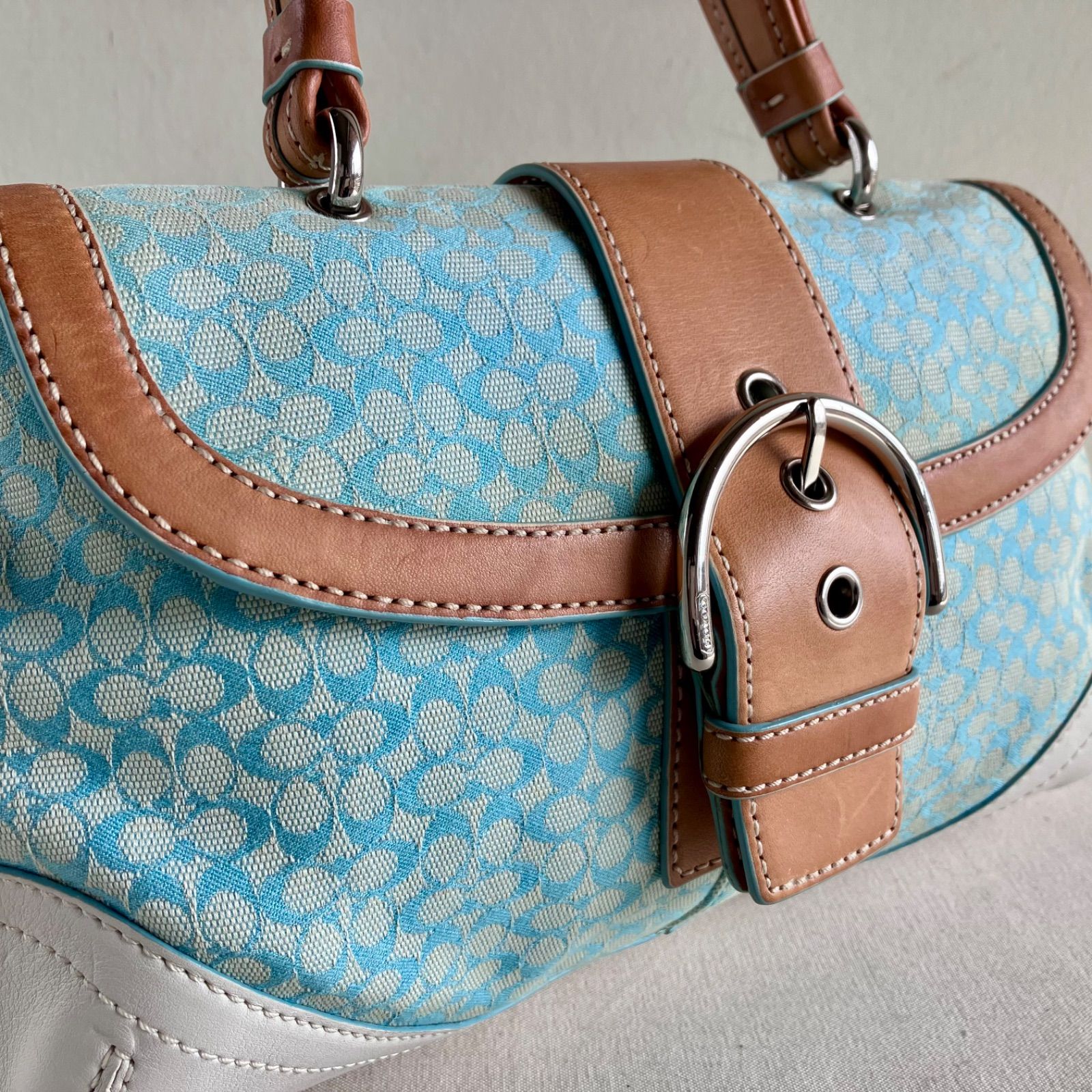 Coach Y2K Blue Soho Flap Top Handle Handbag Vintage - メルカリ