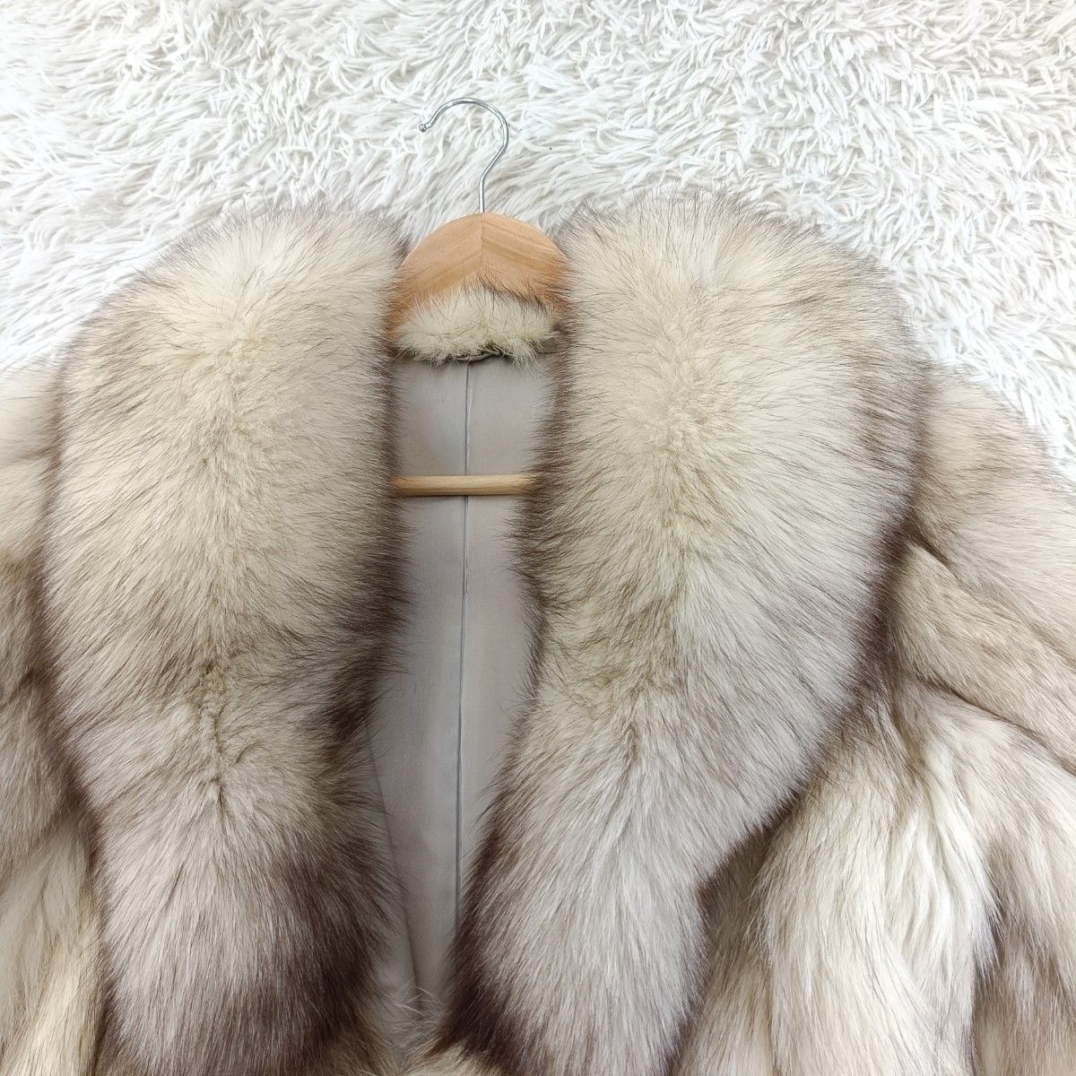 着丈74cm ブルーフォックス ファーコート リアルファー 貂 本毛皮