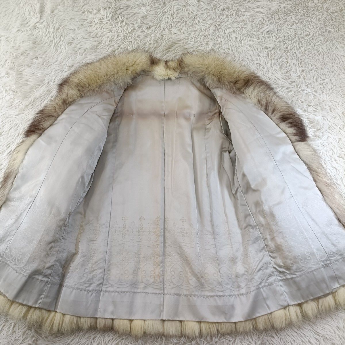 着丈74cm ブルーフォックス ファーコート リアルファー 貂 本毛皮