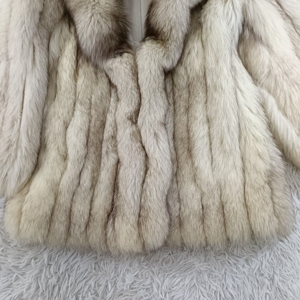 着丈74cm ブルーフォックス ファーコート リアルファー 貂 本毛皮