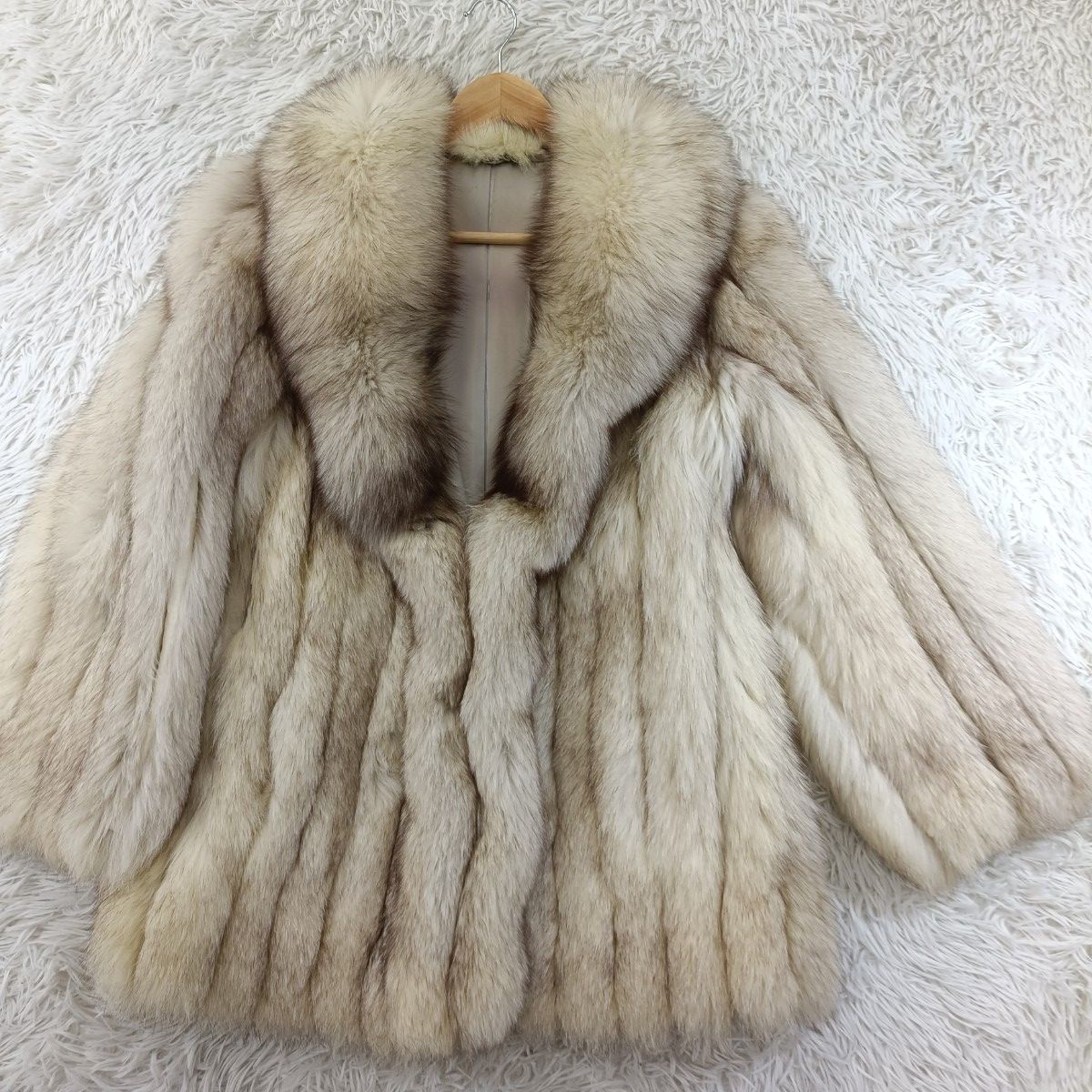 着丈74cm ブルーフォックス ファーコート リアルファー 貂 本毛皮