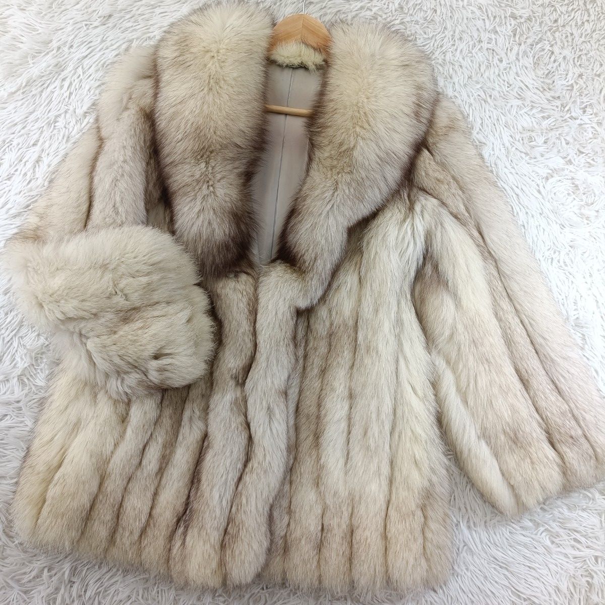 着丈74cm ブルーフォックス ファーコート リアルファー 貂 本毛皮