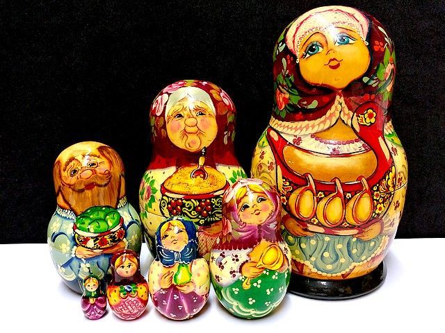 マトリョーシカ 7ピース 木製 ロシア雑貨 人形 置物 全長約18cm