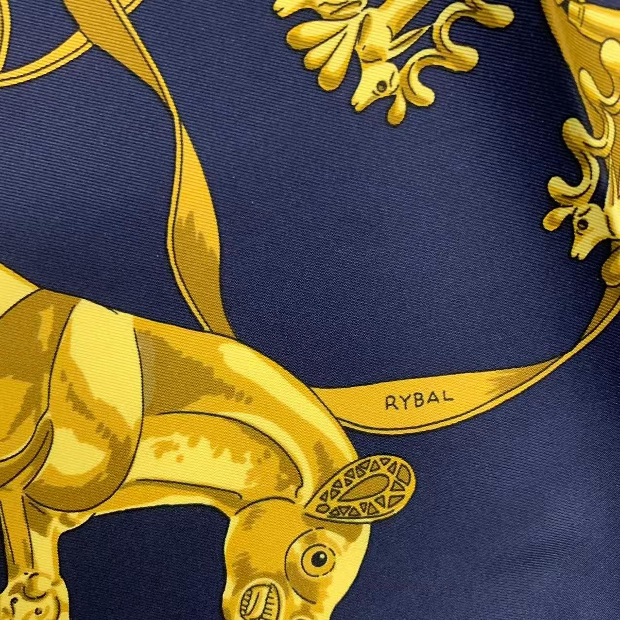 新品同様 HERMES エルメス カレ90 LES CAVALIERS D'OR 黄金の騎士