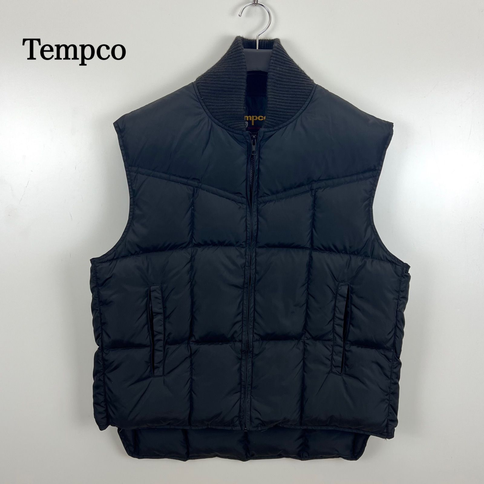 【USA製】Tempco/80s/ダウンベスト/ブラック/黒/XL相当/茶タグ Tempco 80s USA vintage GOOSE down vest XL テンプコ アメリカ製