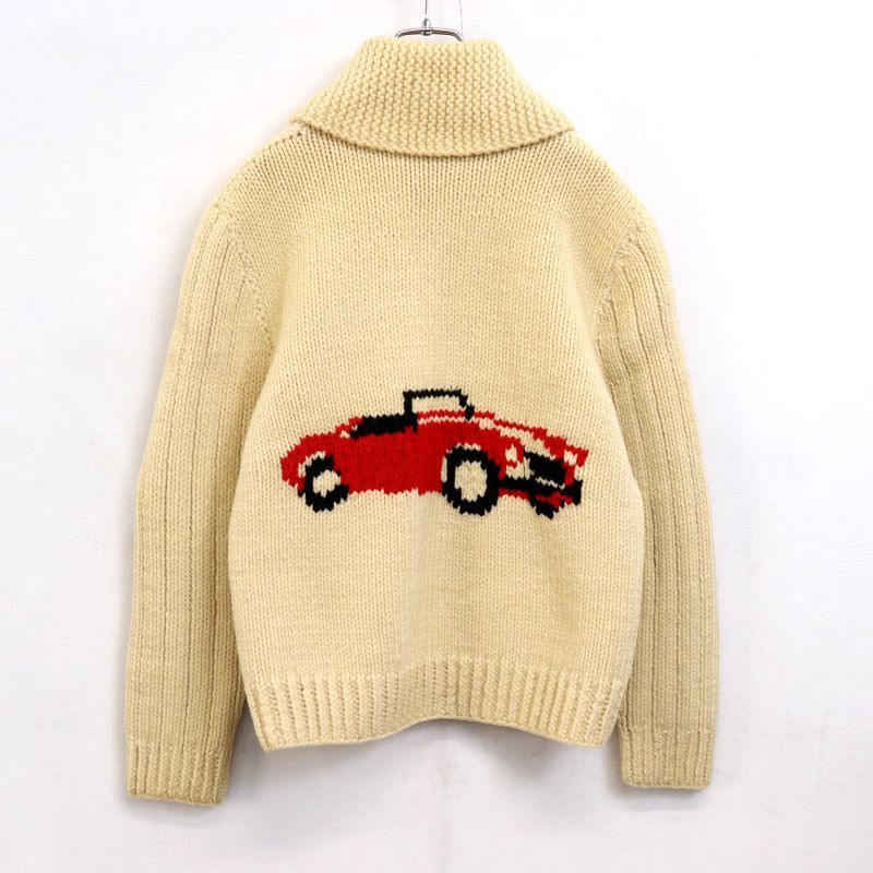 60s vintage クラシックカー柄 ウール カウチンセーター メンズ M